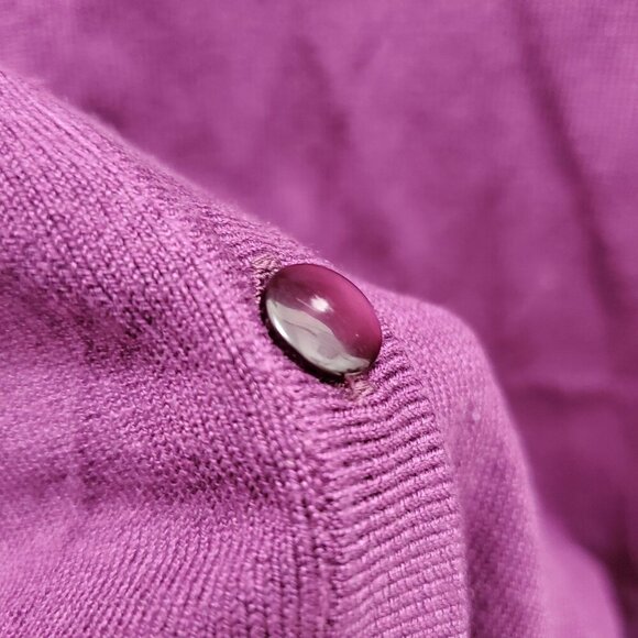 Audrey & Grace Women's Purple Silk Blend Rosette LS Button Up Knit Cardigan Sz S - Picture 6 of 7